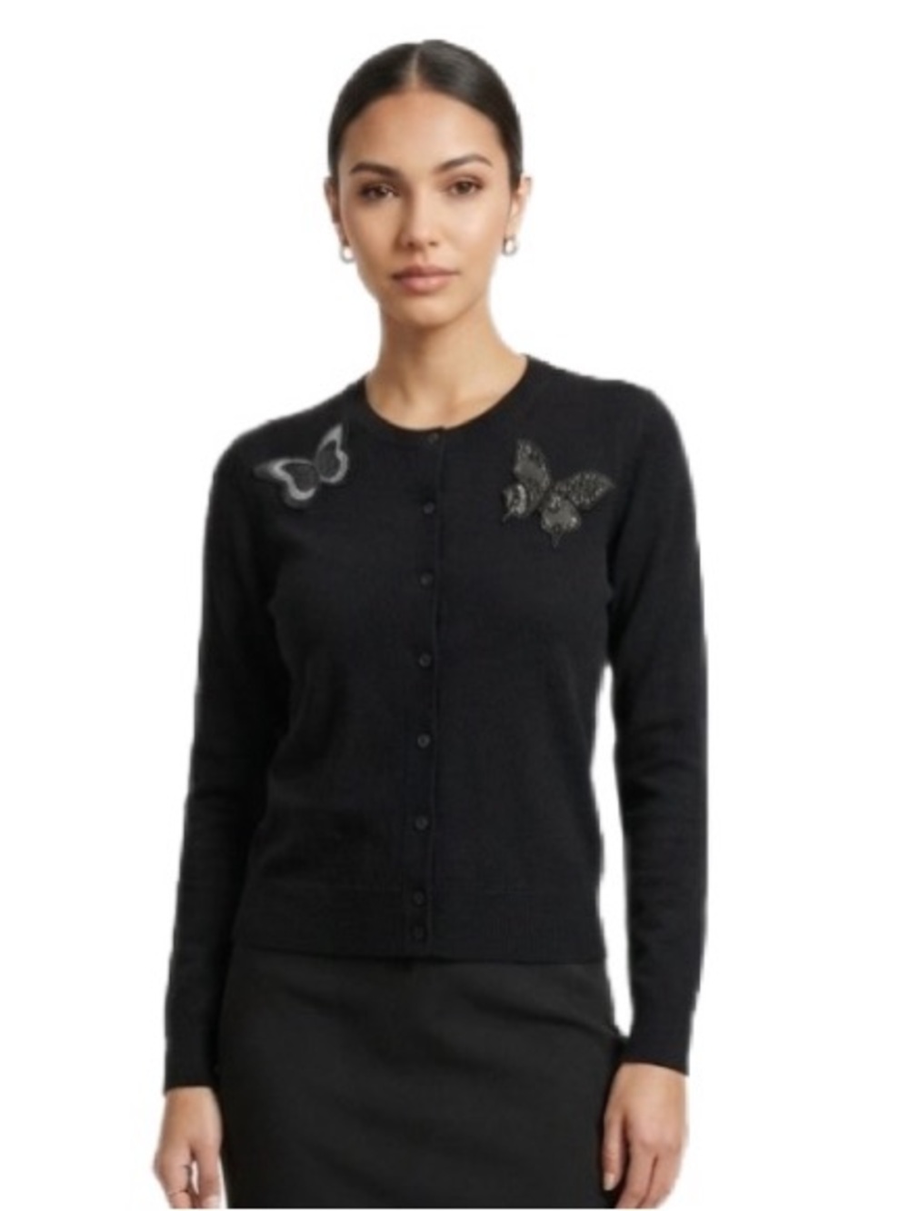 Dolce & Gabbana Cashmere Silk Cardigan Butterfly Embellished Large